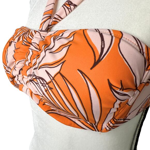 Kona Sol Target Tropical Floral Multiway Bralette Bikini Top Size Small Orange - Picture 3 of 9